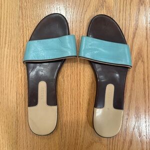 Bally Women's Turquoise and Brown Slide Sandals